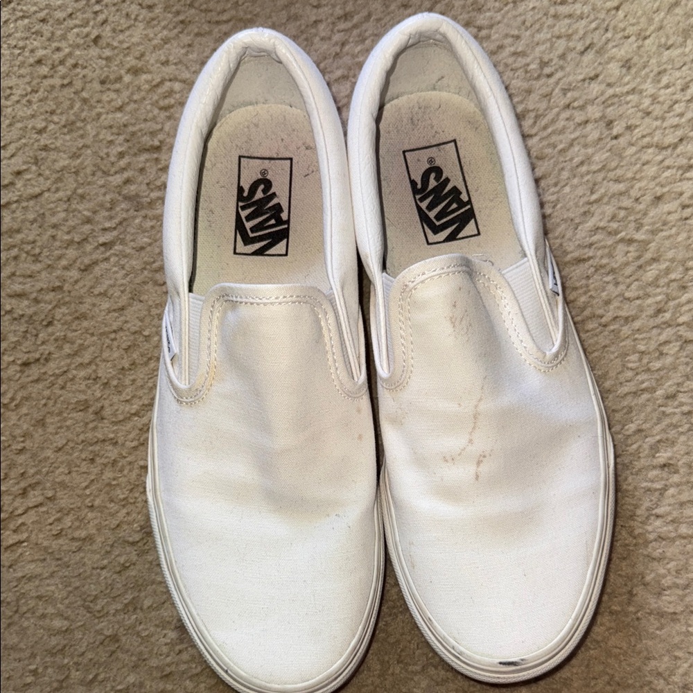 Vans Classic White Canvas Slip-Ons